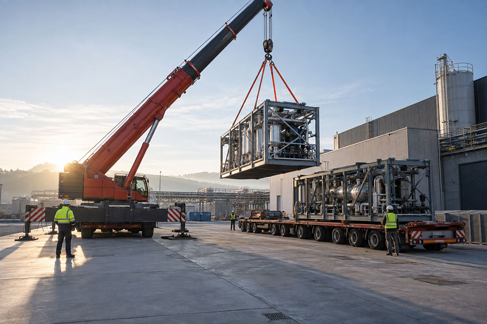 Unloading of prefabricated modules